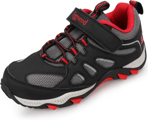 UOVO Botas de senderismo resistentes al agua para niños, zapatos para caminar al aire libre, antideslizantes, al tobillo, zapatos deportivos