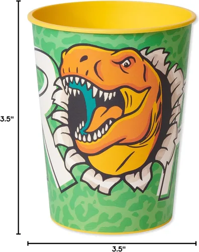 Miniatura 5 de American Greetings Suministros de fiesta de cumpleaños de dinosaurios, tazas reutilizables para fiesta (16 onzas, 8 unidades)