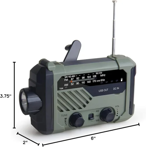 Miniatura 6 de Kaito Radio de emergencia XLN-290WB AM/FM NOAA Weather 5-Way Powered Solar Crank Radio Receptor con sirena, linterna LED, lámpara de lectura