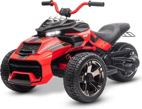 Miniatura 10 de Motocicleta eléctrica para niños de 12 V, rueda eléctrica de 3 ruedas, con luces LED, neumáticos EVA, velocidad alta y baja, bocina, música, azul