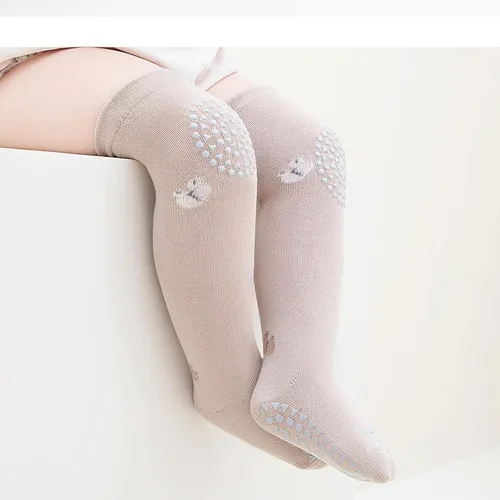 Miniatura 8 de Calcetines antideslizantes hasta la rodilla para bebés y niños pequeños, calcetines antideslizantes para recién nacidos, 5 pares