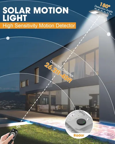 Miniatura 6 de Luz solar de seguridad para exteriores, 2800 pies cuadrados luz de inundación LED súper brillante con sensor de movimiento, IP67 impermeable