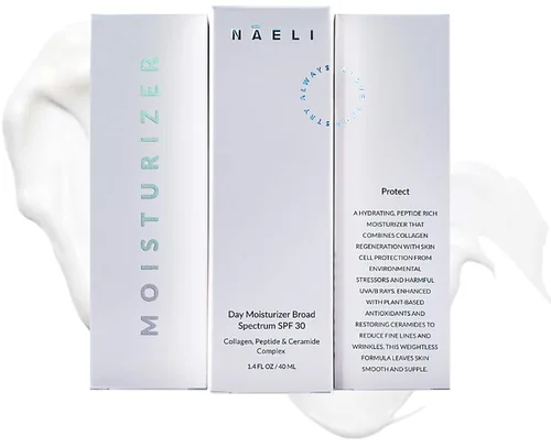 Miniatura 8 de NAELI Hidratante facial con SPF 30, crema antienvejecimiento de colágeno y péptidos, reduce las arrugas, hidratación ligera de la piel con ácido