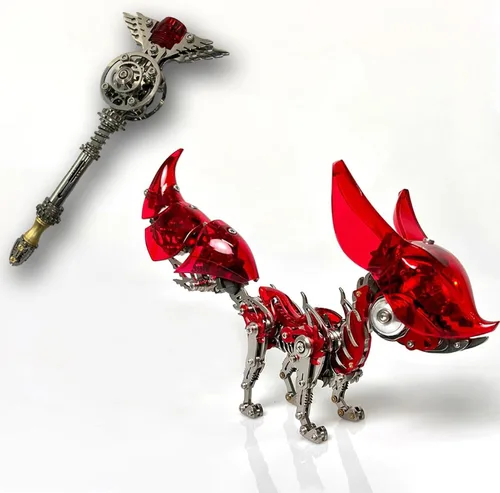 Miniatura 2 de Metalkitor Rompecabezas de metal 3D para adultos, kit de modelo ajustable de zorro grande, adorno steampunk para bricolaje, manualidades de montaje
