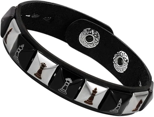 Miniatura 5 de MILAKOO Punk - Pulsera de piel sintética para hombre, con botón a presión, para mujer