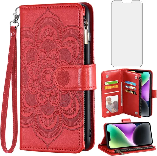Miniatura 9 de Asuwish Funda de teléfono para iPhone 14 de 6.1 pulgadas con protector de pantalla de vidrio templado y soporte de tarjeta de crédito con tapa