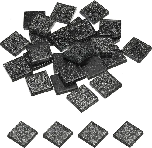 Miniatura 7 de MECCANIXITY Azulejos de mosaico, azulejos de vidrio, piezas de vidrio de mosaico de cristal brillante, cuadrados a granel, 0.8 x 0.8 in para Azul