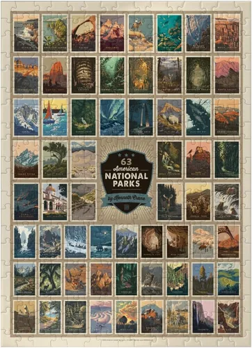 Miniatura 8 de MyPuzzle 63 Parques Nacionales Americanos: por Kenneth Crane, Póster Vintage - Rompecabezas Premium de 100 Piezas para Adultos