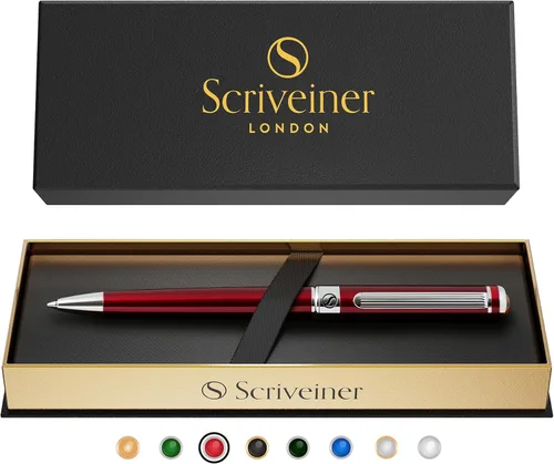 Miniatura 14 de Bolígrafo laqueado en negro Scriveiner - Impresionante pluma de lujo, chapado en oro real, repuesto Schmidt de tinta negra, el mejor juego de regalo