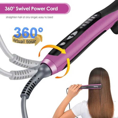 Miniatura 4 de Peine alisador de cabello, peine de cerámica para alisar el cabello, peine eléctrico para cabello negro, 6 ajustes de temperatura, 20 minutos