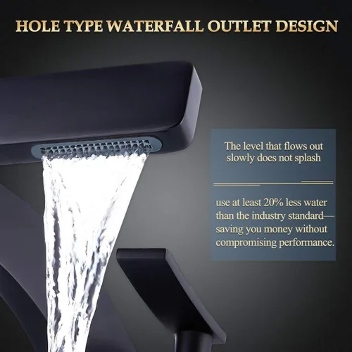 Miniatura 3 de becola Grifo de cascada para lavabo de baño, grifo mezclador de agua fría y caliente de latón macizo de una sola manija, grifo para lavabo