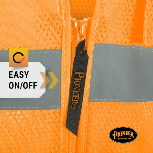 Miniatura 6 de Pioneer Hi Vis - Chaleco de seguridad de malla para hombres y mujeres, cinta reflectante, clase 2, tráfico, seguridad pública, seguridad