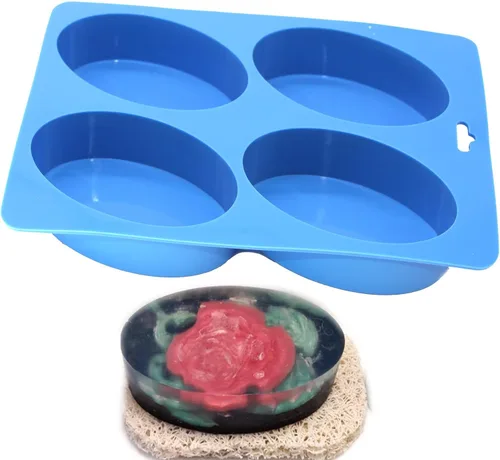 Miniatura 2 de X-Haibei Barra de loción de jabón básica ovalada grande para suministros caseros, 4 cavidades, 4.5 onzas por celda, acabado brillante, resistente