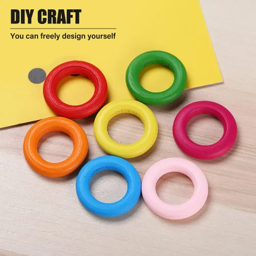 Miniatura 4 de 30 anillos de madera natural para manualidades, anillo de madera sin terminar de 2.165 in para macramé, anillos de madera maciza para manualidades