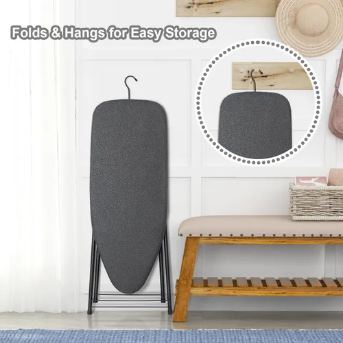 Miniatura 4 de Duwee Tabla de planchar pequeña de 13 x 35 pulgadas con cubierta resistente al calor, tabla de planchar compacta plegable, ligera, fácil de Negro