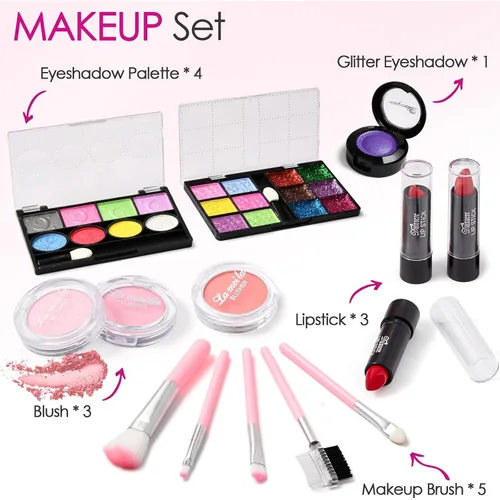 Miniatura 6 de Golray - Kit de maquillaje infantil para niñas, juego de maquillaje para principiantes con maleta, palets de sombra de ojos, lápiz labial, juego