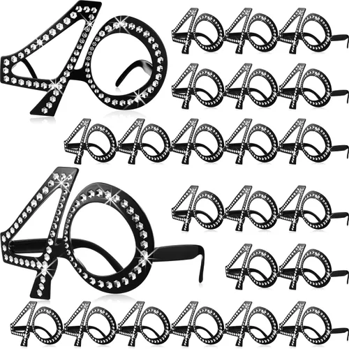 Miniatura 10 de Huwena 24 Pairs Birthday Glasses Number Crystal Frame Costume Sunglasses Novelty Eyewear Photo Booth Props Party Favors