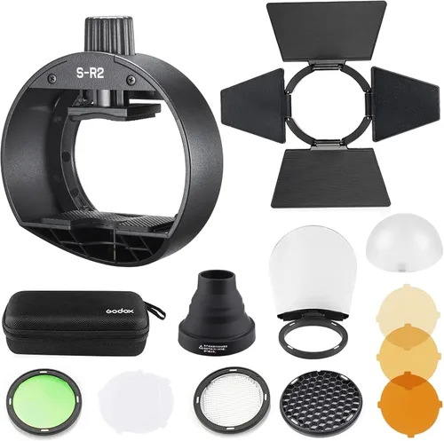 Godox S-R2 - Adaptador de accesorios de cabeza redonda con AK-R1, accesorios de cabeza redonda para Godox AD200Pro II AD200 Pro, V860III, TT685II,