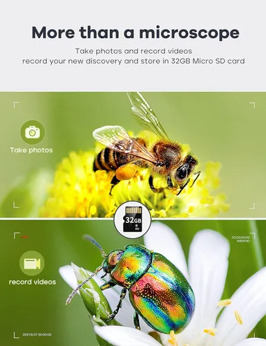 Miniatura 6 de Microscopio digital LCD de 7 pulgadas 1200X, microscopio Leipan de moneda de 12 MP para adultos, microscopio 1080P con 12 diapositivas, compatible