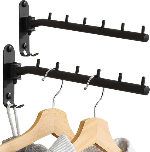Miniatura 16 de Alise Estante de secado montado en la pared, percheros giratorios de acero inoxidable, ahorro de espacio, estante de secado de pared de ropa de Negro