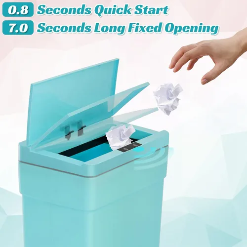 Miniatura 3 de Dkeli Bote de basura automático de 13 galones para cocina, baño, dormitorio, oficina en casa, de plástico de alta capacidad sin contacto con tapa