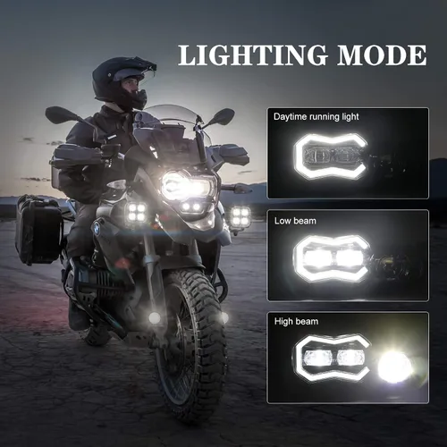 Miniatura 2 de AUDEXEN - Conjunto de faros LED de 200W con ojos de ángel DRL de haz alto/bajo compatible con BMW F800GS F800GS Adventure F700GS F650GS
