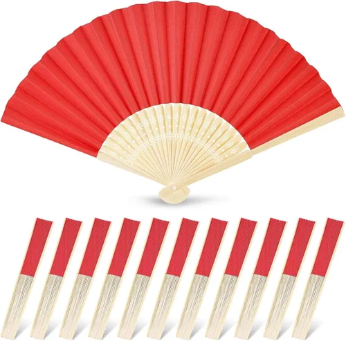 Miniatura 17 de JOHOUSE 12 abanicos de papel blanco de mano – Ventilador de mano plegable de 8.3 pulgadas, ventiladores plegables de mano para mujeres, ventilador