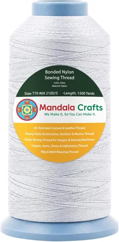 Miniatura 198 de Mandala Crafts - Hilo de nailon para coser cuero, tapicería, mezclilla y para trenzar el pelo; resistente, 1500 yardas, tamaño 69 T70 Marrón