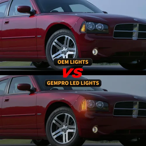 Miniatura 5 de Gempro Luces LED de esquina delantera lateral para Dodge Charger 2006 2007 2008 2009 2010 lámparas intermitentes, 2 unidades (negro ahumado)