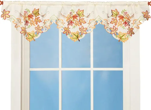 Miniatura 7 de Cenefa de Cortina de Ventana de Cocina con Bolsillo para Barra Bordada de Bastón de Caramelo de Navidad y Fiestas A 58 × L 14 Pulgadas