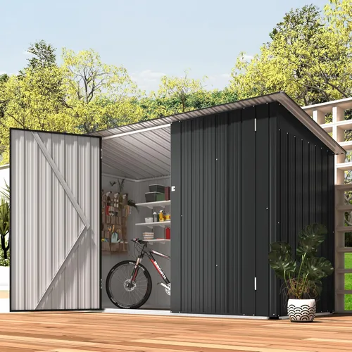 Miniatura 42 de AECOJOY Cobertizo de almacenamiento al aire libre de 5 x 3 pies, pequeño cobertizo de metal con puerta con cerradura, almacenamiento de utilidad