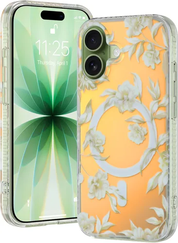 Miniatura 15 de OOK Magnetic for iPhone 17 Case Clear Pretty Flower Girls Women [Not Yellowing][Screen Protector] [ MagSafe Compatible] with Full Camera Lens