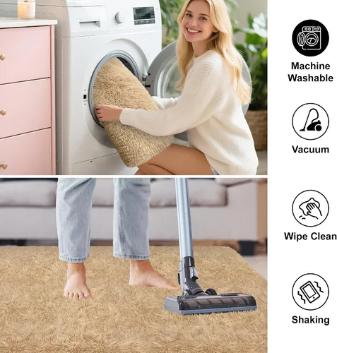 Miniatura 7 de Alfombras de pasillo beige de 2 x 6 pies para dormitorio, sala de estar, alfombra de felpa suave y esponjosa, alfombra de pasillo para pasillos