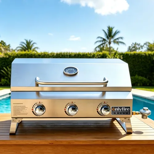 Miniatura 10 de Parrilla de Gas de Mesa 3 Quemadores, Parrilla de Propano Portátil para Barbacoa con Patas Plegables para Barbacoa al Aire Libre, Patio, Jardín