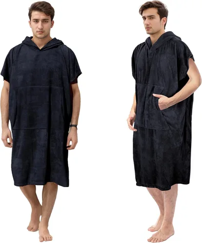 Miniatura 12 de Catalonia Poncho absorbente de surf para hombres y mujeres, poncho de cambio de toalla de secado rápido, poncho de toalla con capucha para adultos