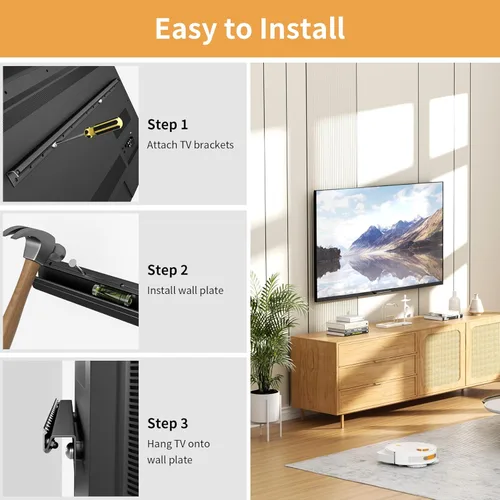 Miniatura 5 de Soporte de pared para TV sin pernos para televisores de 32 a 75 pulgadas, soporte de TV para paneles de yeso sin taladro, VESA máximo de 23.622 x