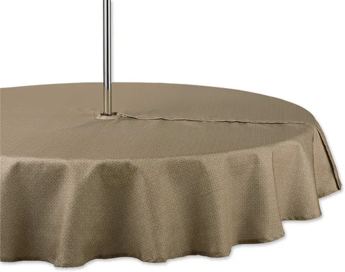 Miniatura 12 de DII Colección de mesa para interior/exterior con agujero para sombrilla con cremallera, lavable a máquina, celosía tonal, mantel, 60 pulgadas