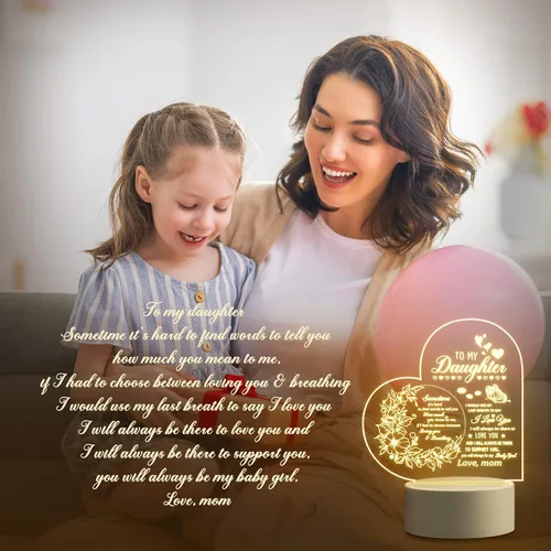 Miniatura 2 de Regalos para hija de mamá, regalos de hija, lámpara de noche acrílica para mi hija, Navidad, cumpleaños, día de la madre, graduación, boda, San
