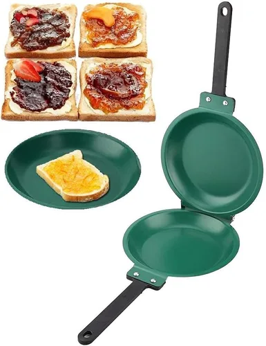 Sartén para tortilla, sartenes antiadherentes, doble sartén, revestimiento de cerámica antiadherente de doble cara, sartén fácil de voltear para