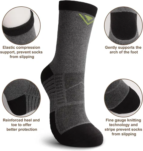 Miniatura 4 de 3-Pair Hiking Socks Women Men Moisture Wicking Breathable Cotton Cushion Crew Socks for Outdoor Sports Hiking Running Walking