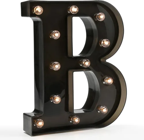 Miniatura 25 de Oycbuzo - Letras con iluminación Led, letras del alfabeto, color negro, para decoración de bares, festivales, cumpleaños, bodas