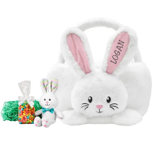 Miniatura 18 de Let's Make Memories - Canasta de Pascua personalizada con amigos peludos, canasta para niños, diseño de conejito de Pascua azul, solo incluye