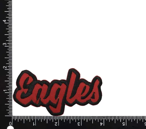 Miniatura 12 de (2 x 4 pulgadas) Eagles, espíritu de equipo, bordado, parche para planchar (sarga blanca/contorno verde)