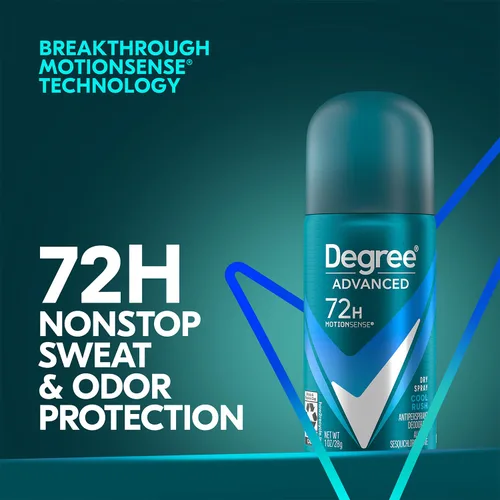Miniatura 3 de Degree Desodorante de viaje para hombre, antitranspirante, paquete de 3 – 72H Advanced Protection Dry Spray, aroma Cool Rush, 1 oz Ea