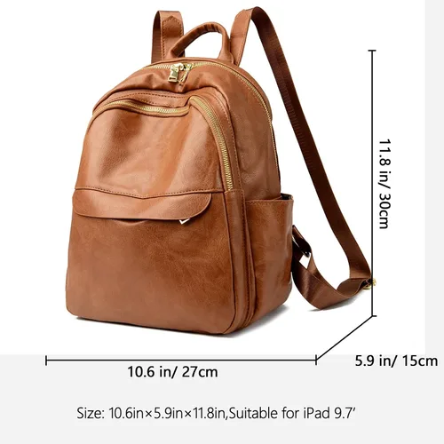 Miniatura 3 de ZOCILOR Mochila de moda para mujer, diseño multiusos, bolsos convertibles y bolsa de hombro, Marrón