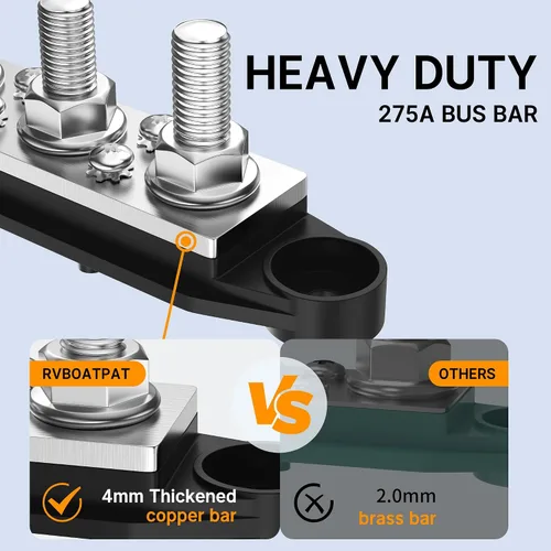 Miniatura 3 de RVBOATPAT Barra de bus mejorada de 275 A 12 V, bloque de distribución de energía de batería, audio para automóvil, barra colectora de 12 voltios CC