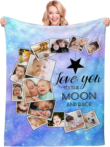 Miniatura 19 de Manta personalizada con texto fotográfico, manta de Navidad personalizada, manta de franela personalizada para bebés, familiares, parejas y amigos