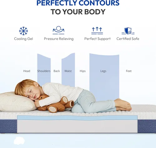 Miniatura 5 de Gelsea Colchón tamaño individual de 6 pulgadas, colchón de espuma viscoelástica de gel firme en una caja, soporte firme de espalda para alivio