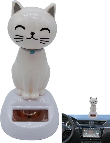 Miniatura 11 de Solar Cat Bobble Head - Juguete para gatos bailando con energía solar para tablero o escritorio gris