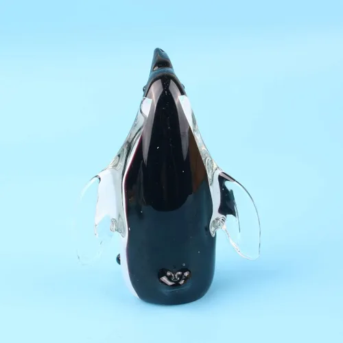 Miniatura 5 de Hophen - Figura de pingüino de cristal soplada hecha a mano, escultura de pingüino de cristal, estatua de animal, adornos coleccionables